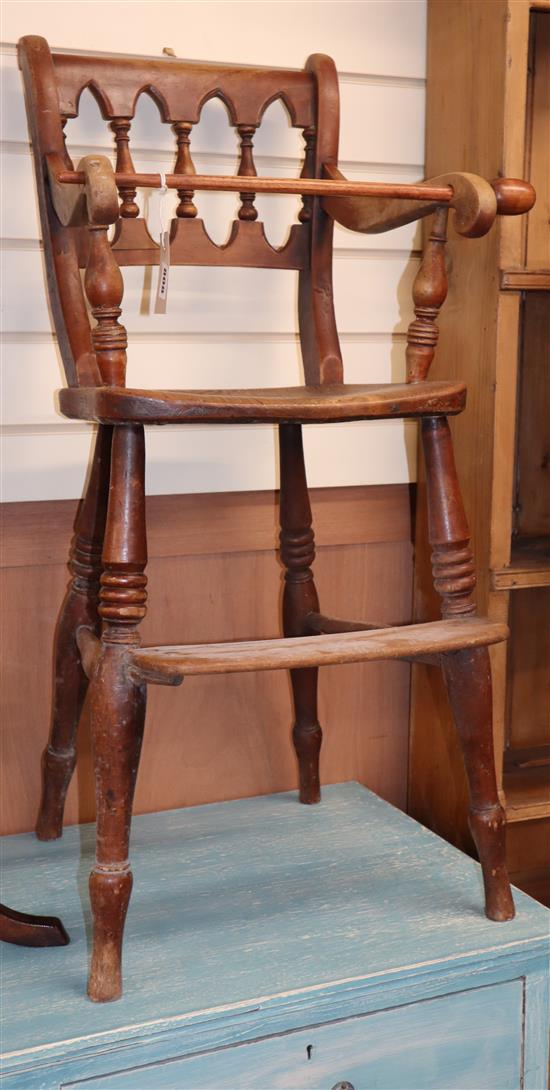 A late Victorian elm and beech childs high chair